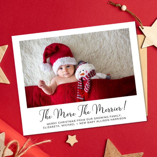 More The Merrier Photo New Baby Holiday Card (A fun & unique way to introduce family and friends to your growing family this holiday season)