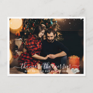 More The Merrier   Photo Pregnancy Announcement Postcard