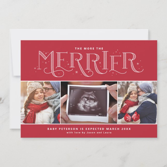 More the Merrier Pregnancy Announcement Christmas (Front)