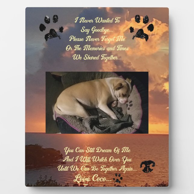 More Thoughts of A Loved Pet Plaque (Front)