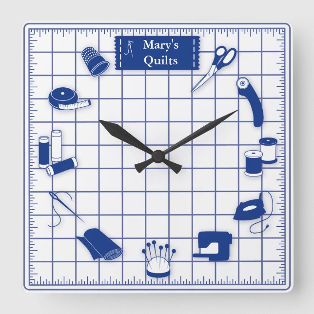 More Time to Quilt  Square Wall Clock (Front)