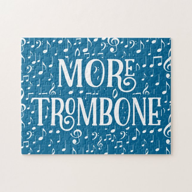 More Trombone - Blue White Music Jigsaw Puzzle (Horizontal)