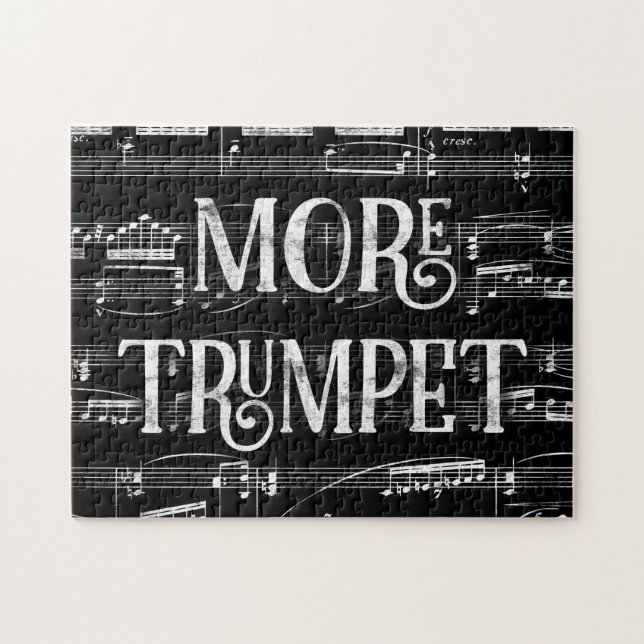 More Trumpet Chalkboard - Black White Music Jigsaw Puzzle (Horizontal)