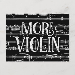 More Violin Chalkboard - Black White Music Postcard