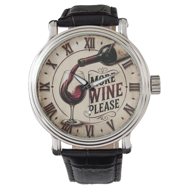 More Wine Please Rustic Vineyard Home Bar Watch (Front)
