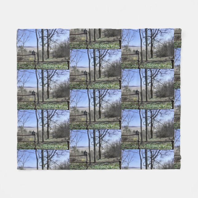 Morecambe Bay View Fleece Blanket (Front (Horizontal))