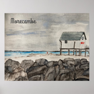 Morecambe Beach Hut painting  Poster