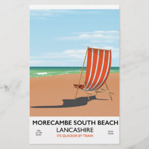 Morecambe South Beach Lancashire seaside poster Stationery