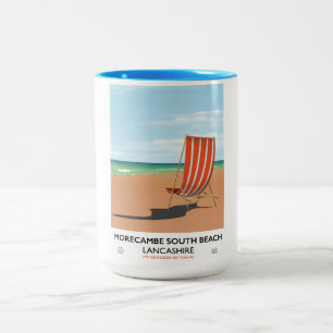 Morecambe South Beach Lancashire seaside poster Two-Tone Coffee Mug