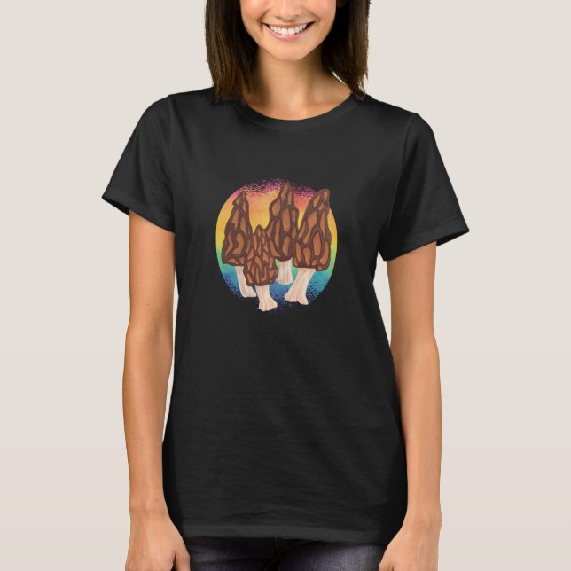 Morel Hunting Retro Colors Mushroom Hunter T-Shirt (Front)