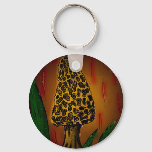 Morel Mushroom Art Key Ring