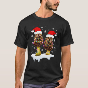 Morel Mushroom Christmas Lights Funny Foraging Mor T-Shirt