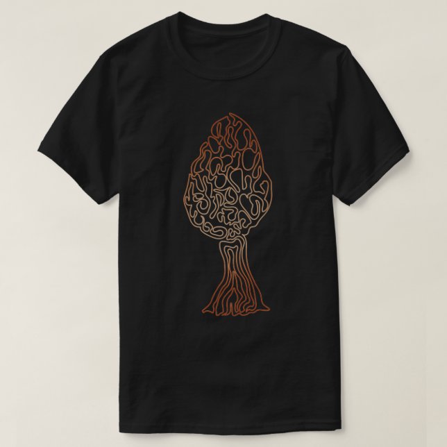 Morel Mushroom Doodle Line Art T-Shirt (Design Front)