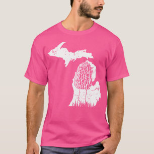 Morel Mushroom Hunter Michigan Map Morchella T-Shirt