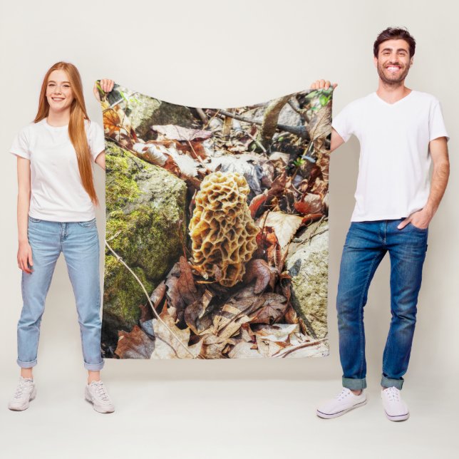 Morel Mushroom in the Wild Fleece Blanket (In Situ)