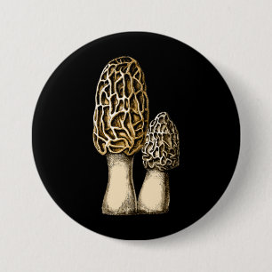 Morel Mushroom Vintage Botanical Illustration 7.5 Cm Round Badge