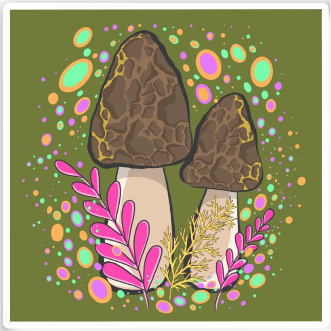 Morel Mushroom Vinyl Sticker (Front)