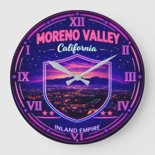 Moreno Valley California Nightscape Large Clock