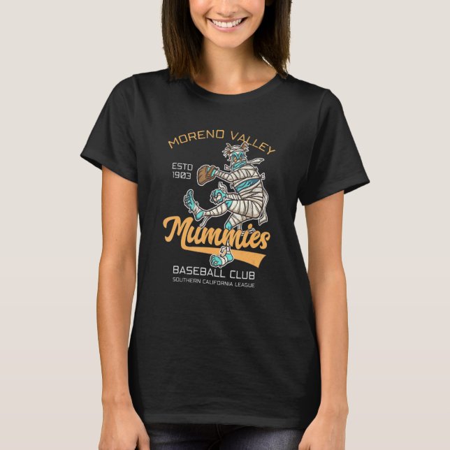 Moreno Valley Mummies Minor League Retro Baseball  T-Shirt (Front)