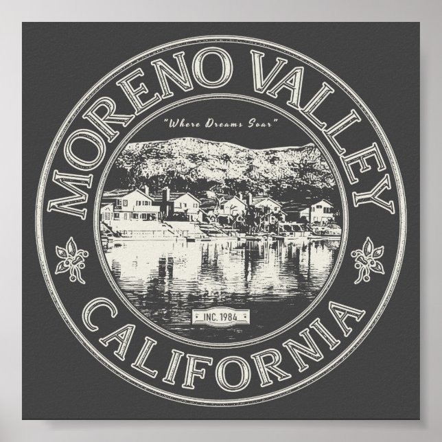 MORENO VALLEY RIVERSIDE CALIFORNIA VINTAGE POSTER (Front)