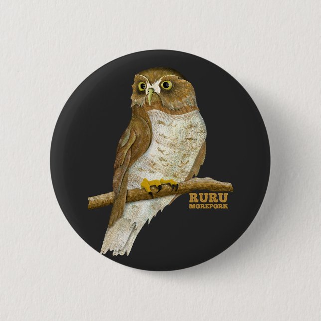 Morepork Ruru New Zeland Bird 6 Cm Round Badge (Front)
