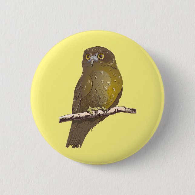Morepork RURU NZ bird 6 Cm Round Badge (Front)