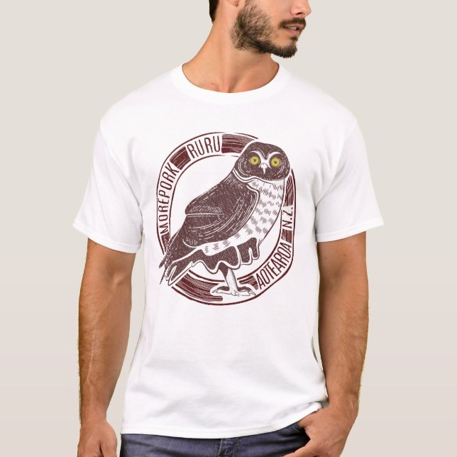 Morepork Ruru NZ Bird T-Shirt (Front)