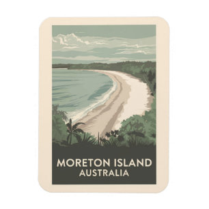 Moreton Island Australia Illustration Travel Art Magnet