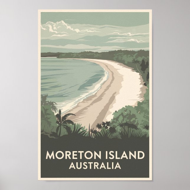Moreton Island Australia Illustration Travel Art Poster (Front)