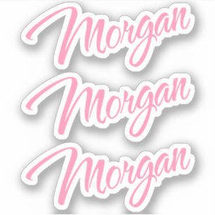 Morgan Decorative Name in Pink x3 Sticker