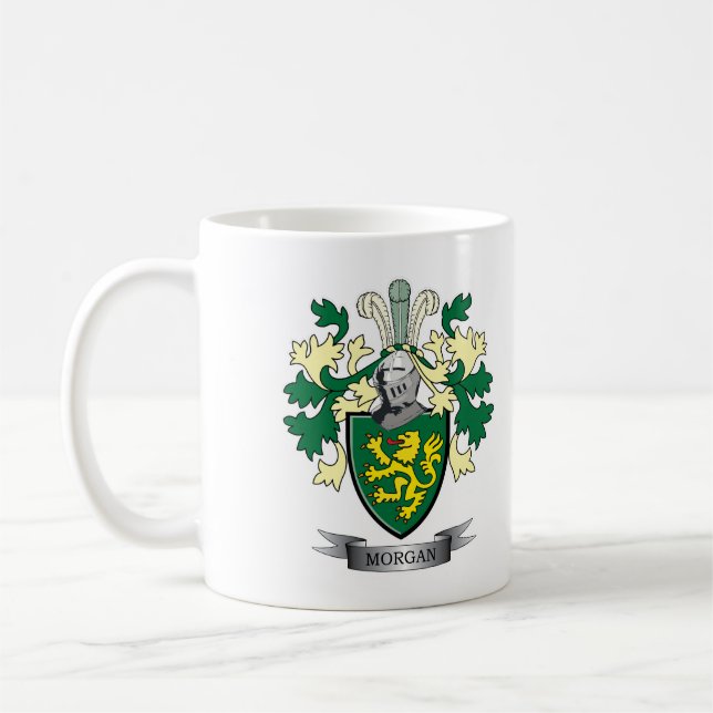 Morgan Family Crest Coat of Arms Coffee Mug (Left)