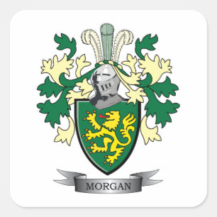 Morgan Family Crest Coat of Arms Square Sticker