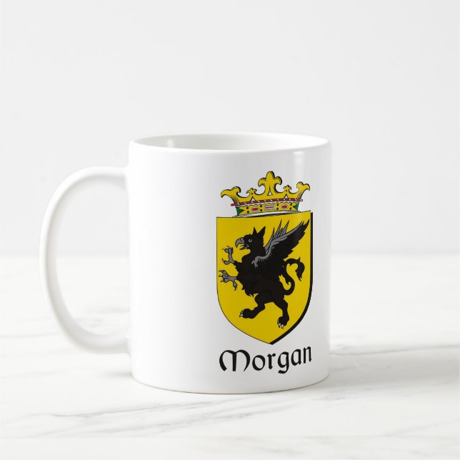 Morgan Family Crest Irish Coat of Arms Coffee Mug (Left)