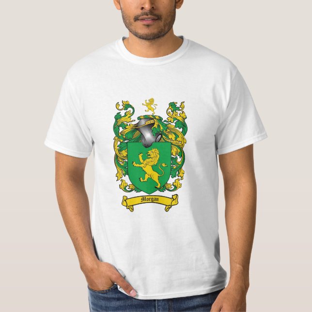 Morgan Family Crest - Morgan Coat of Arms T-Shirt (Front)
