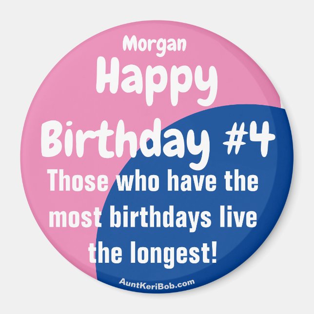 Morgan Happy Birthday #4 Girl Magnet (Front)