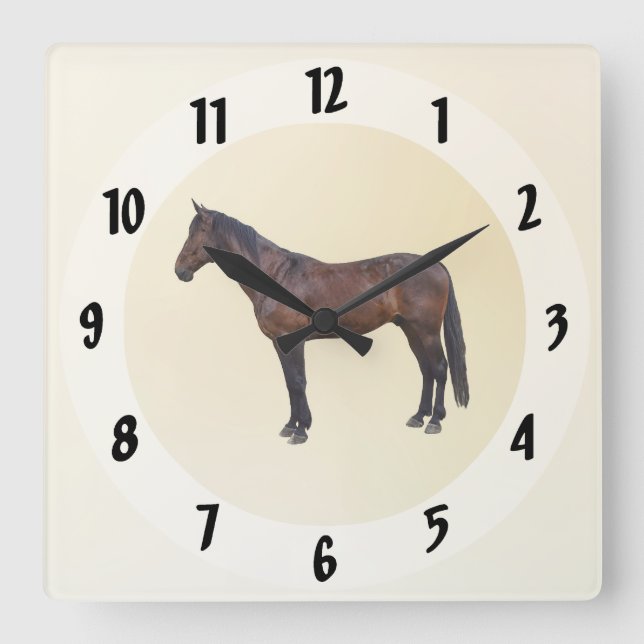 Morgan Horse in Profile Square Wall Clock (Front)
