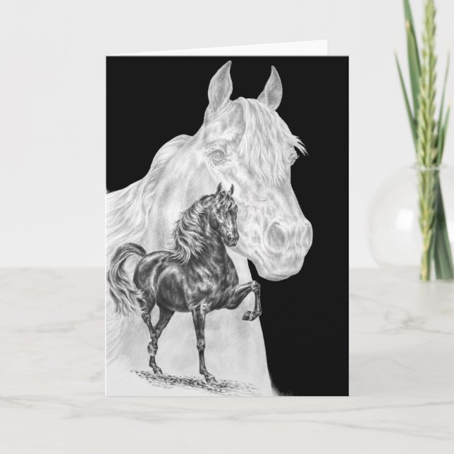 Morgan Horse Spirit Drawing by Kelli Swan Card (Front)