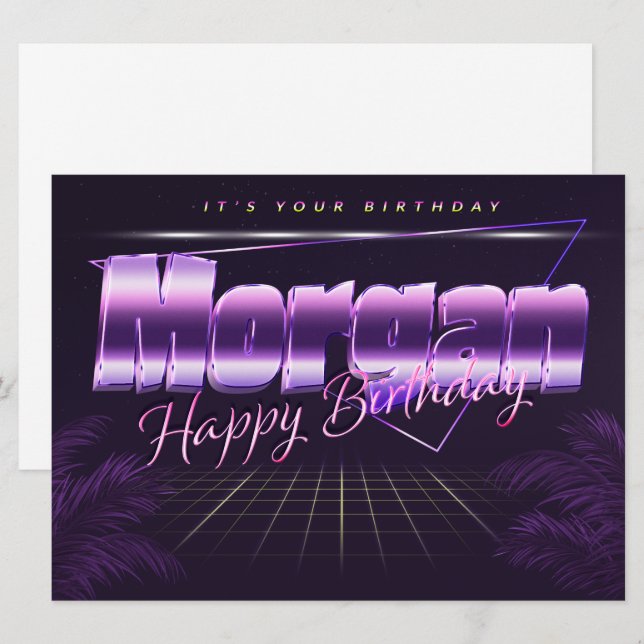 Morgan lila retro card birthday (Front/Back)