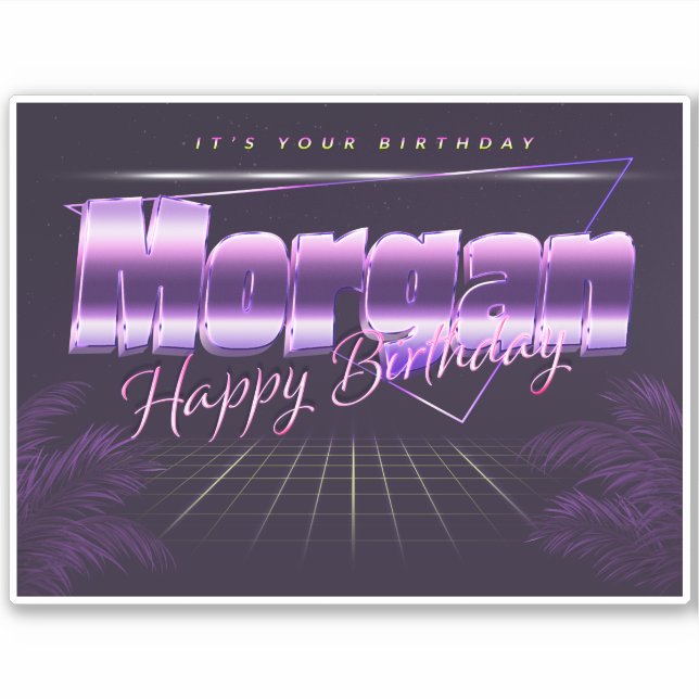 Morgan Name First name lila retro Sticker Birthday (Front)
