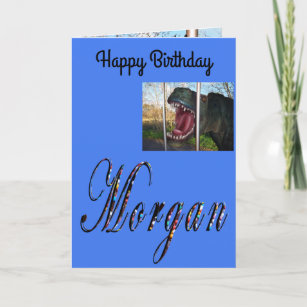 Morgan, Name, Logo, Dinosaur Birthday Card