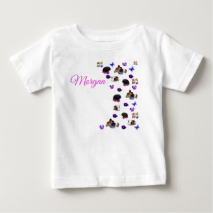 Morgan, Name,  With Guinea Pigs And Pansies,  Baby T-Shirt