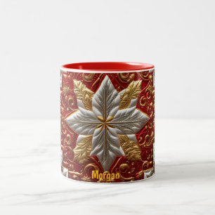 MORGAN ~ PATCHWORK ~ CHRISTMAS PATTERN ~  Two-Tone COFFEE MUG