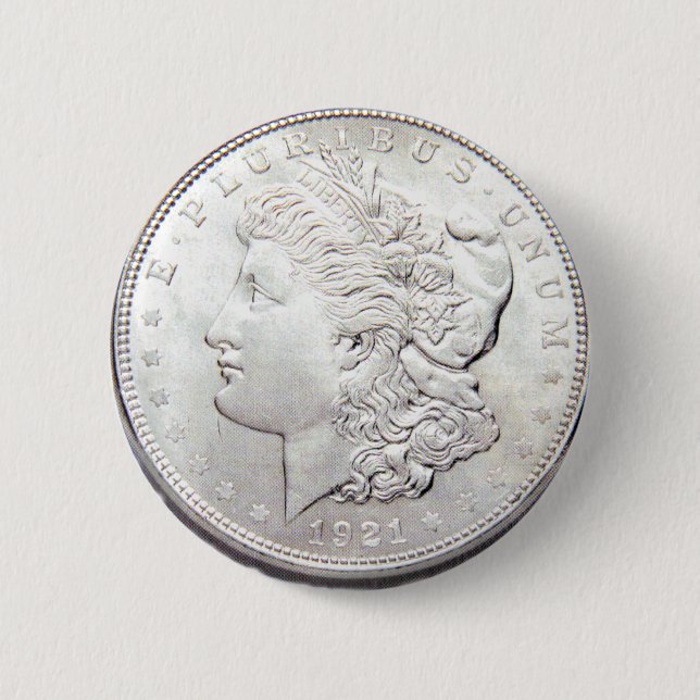 MORGAN SILVER DOLLAR 6 CM ROUND BADGE (Front)