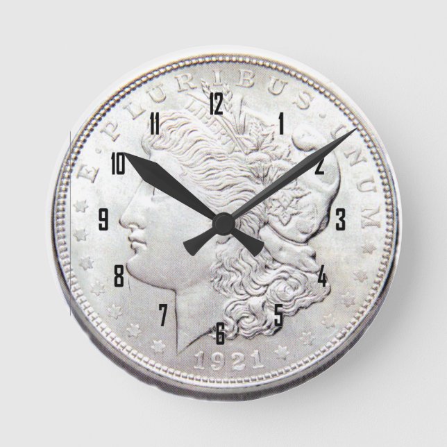 MORGAN SILVER DOLLAR ROUND CLOCK (Front)