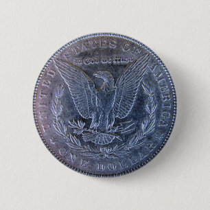 Morgan Silver Dollar Tail 6 Cm Round Badge