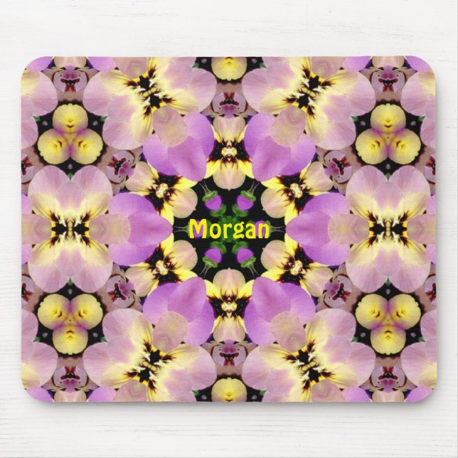 MORGAN ~ Sweet Pansies Pattern ~ Personalised Mouse Mat (Front)
