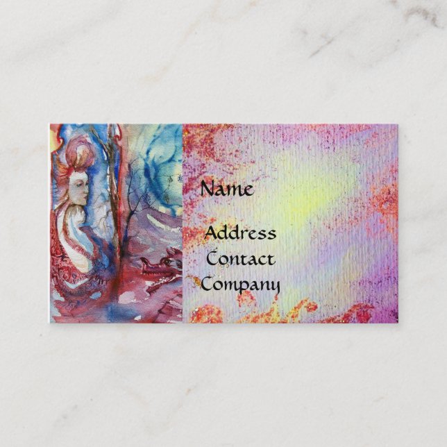 MORGANA AND DRAGON OF LAKE ,Pink Floral Swirls Business Card (Front)
