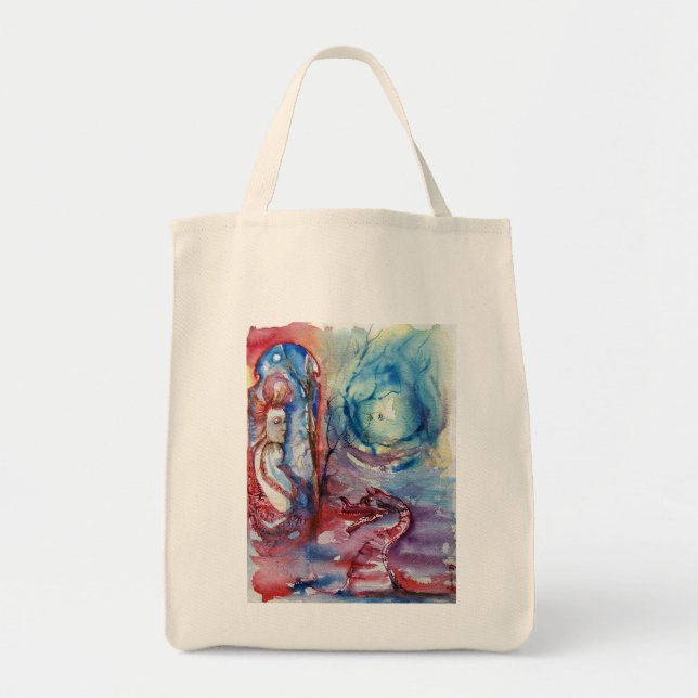 MORGANA AND DRAGON OF THE LAKE Arthurian Legends  Tote Bag (Front)
