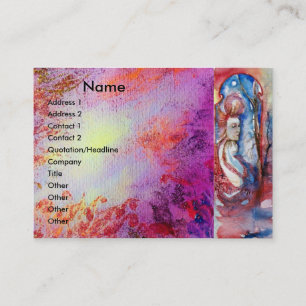 MORGANA,DRAGON OF LAKE Gold Purple Floral Swirls Business Card