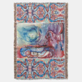 MORGANA Enchantress and Dragon ,Pink Blue Fantasy Throw Blanket (Front Vertical)